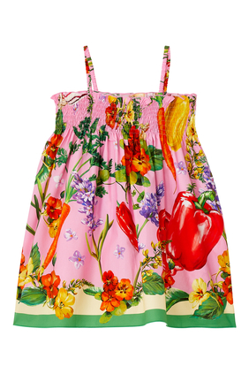 Farmer-Print Poplin Sun Dress